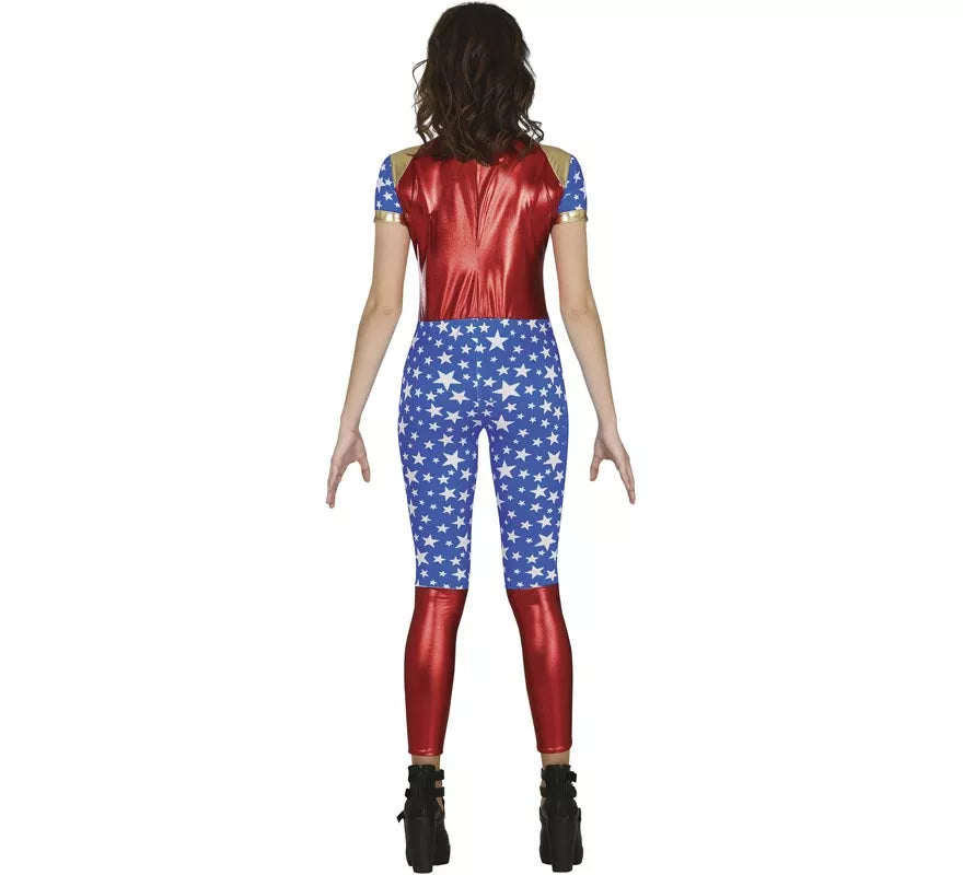 Translation missing: es.Disfraz de Heroína Estrella rojo y azul para adolescente