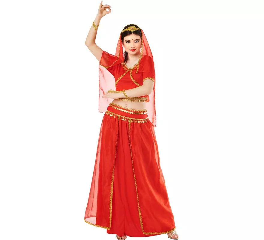 Translation missing: es.Disfraz de Hindú Bollywood rojo vibrante para mujer