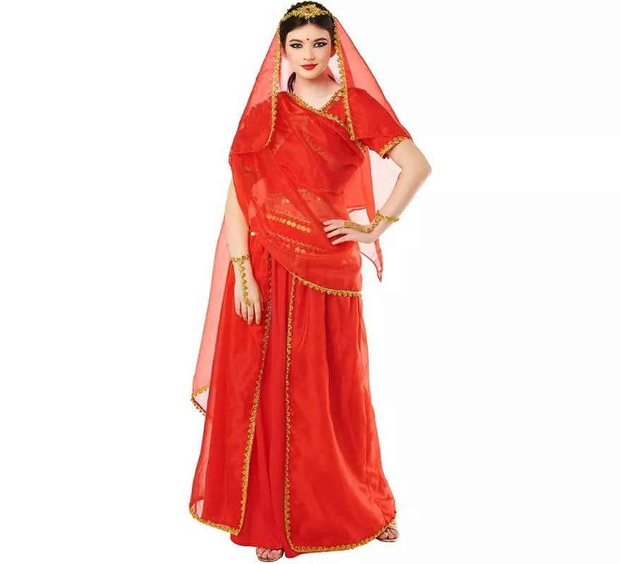 Translation missing: es.Disfraz de Hindú Bollywood rojo vibrante para mujer