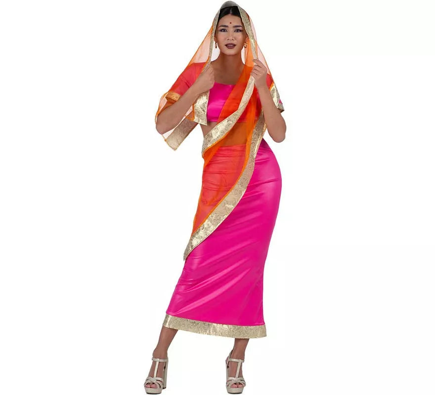 Translation missing: es.Disfraz de Hindú Elegante fucsia y naranja para mujer