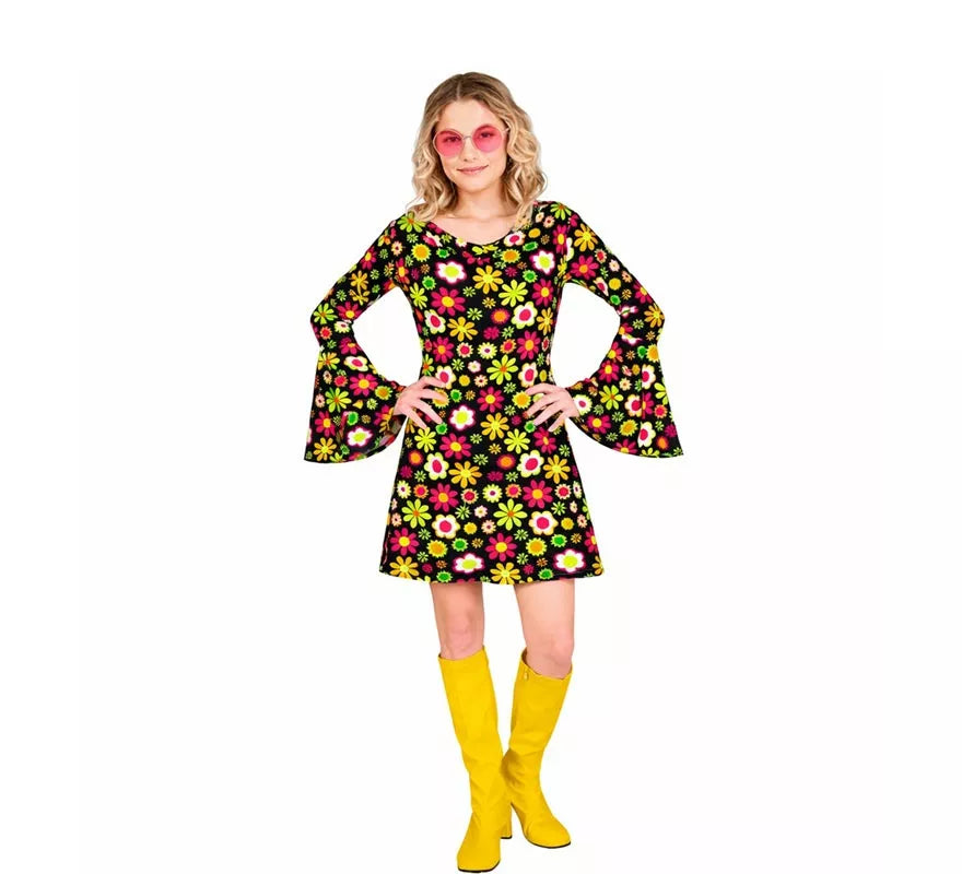 Translation missing: es.Disfraz de Hippie años 60 Floral oscuro para mujer