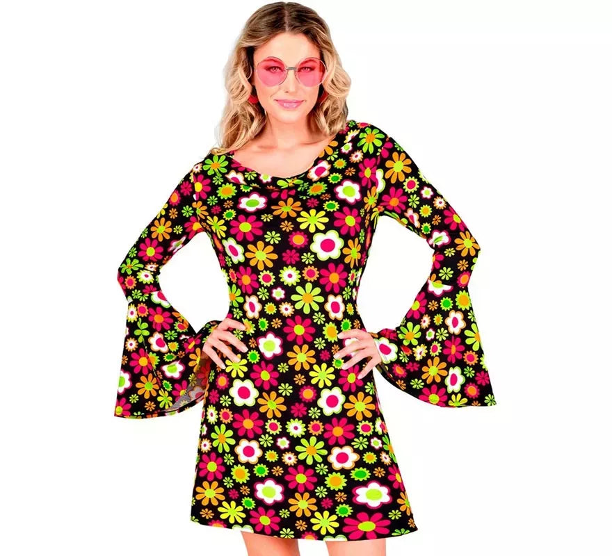 Translation missing: es.Disfraz de Hippie años 60 Floral oscuro para mujer