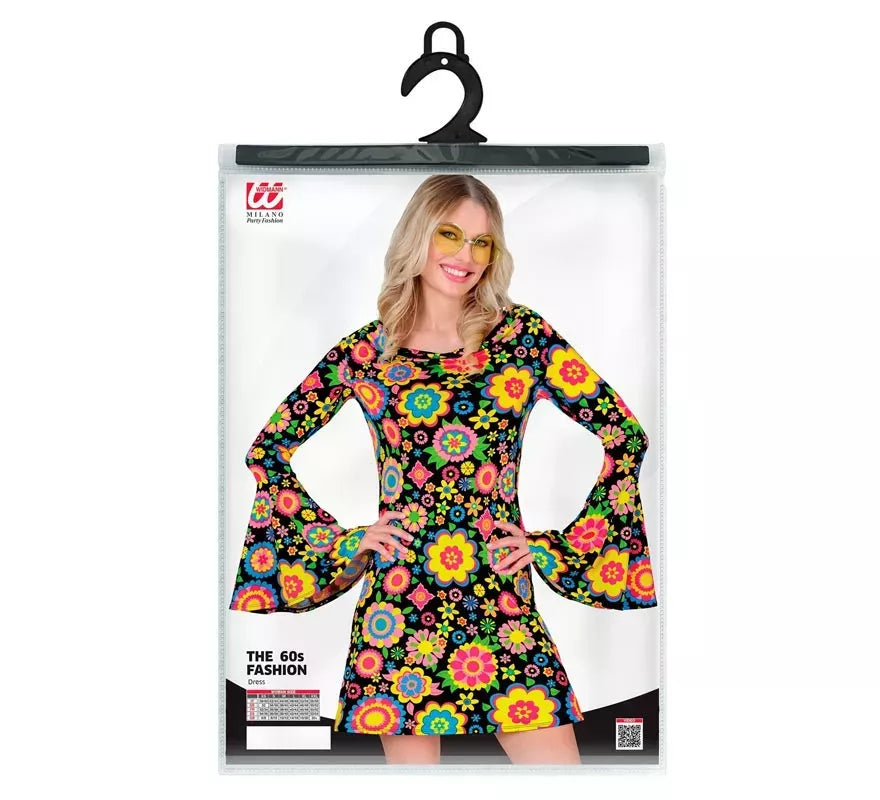 Disfraz de Hippie años 60 Flores Fashion para mujer