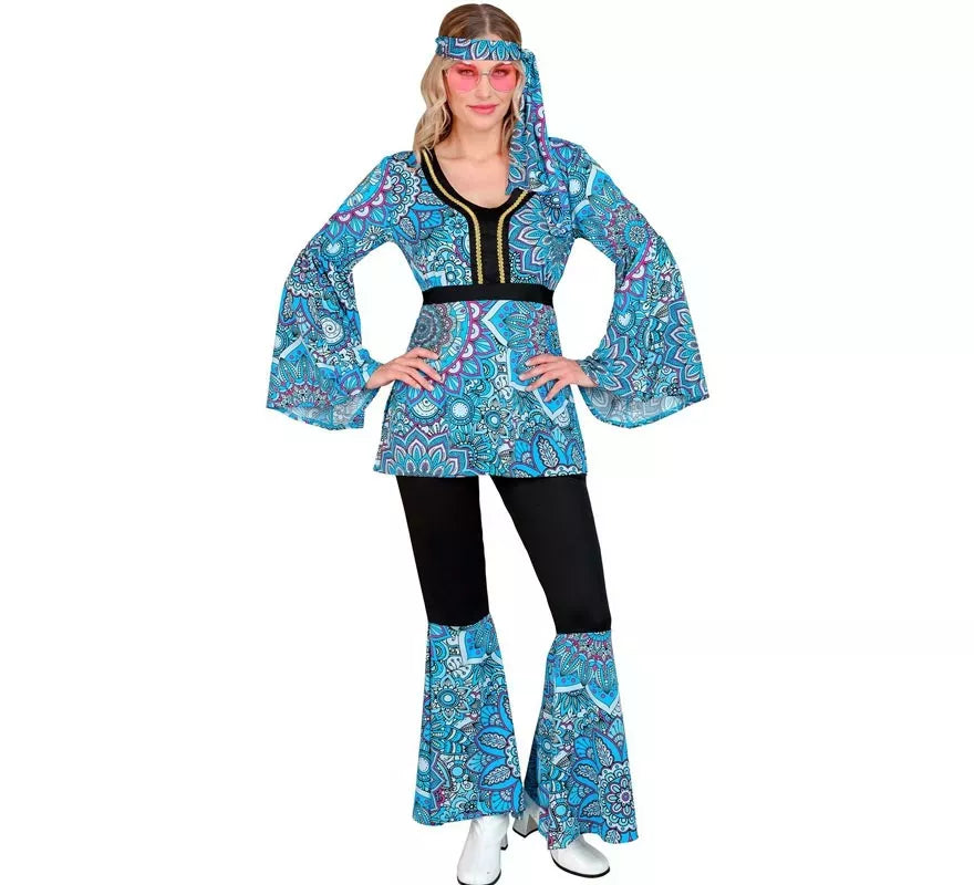 Translation missing: es.Disfraz de Hippie años 60 Mandala azul oscuro para mujer