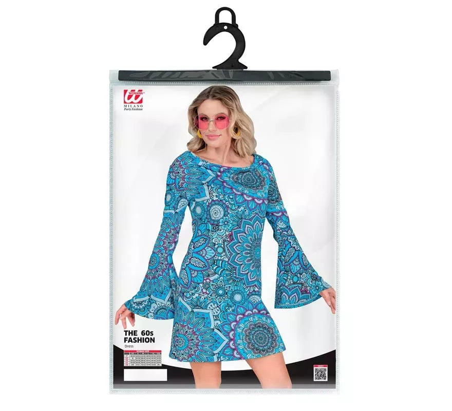 Translation missing: es.Disfraz de Hippie años 60 Mandala azul para mujer