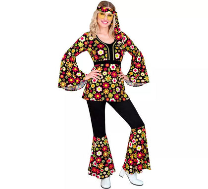 Disfraz de Hippie años 60 oscura para mujer