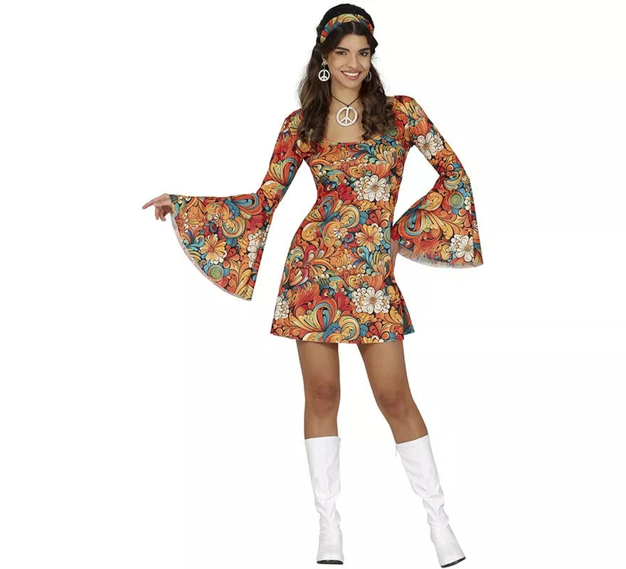 Translation missing: es.Disfraz de Hippie Años 70 floral para mujer