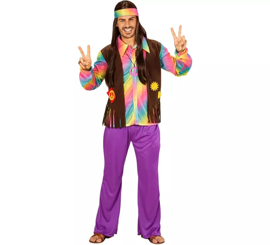 Translation missing: es.Disfraz de Hippie Arcoíris para hombre