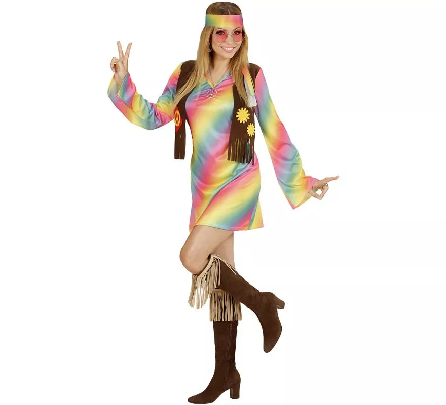 Translation missing: es.Disfraz de Hippie Arcoíris para mujer