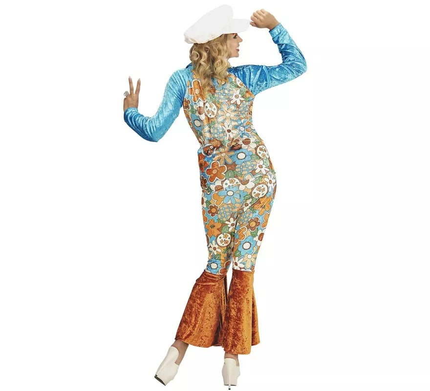 Translation missing: es.Disfraz de Hippie azul de terciopelo para mujer