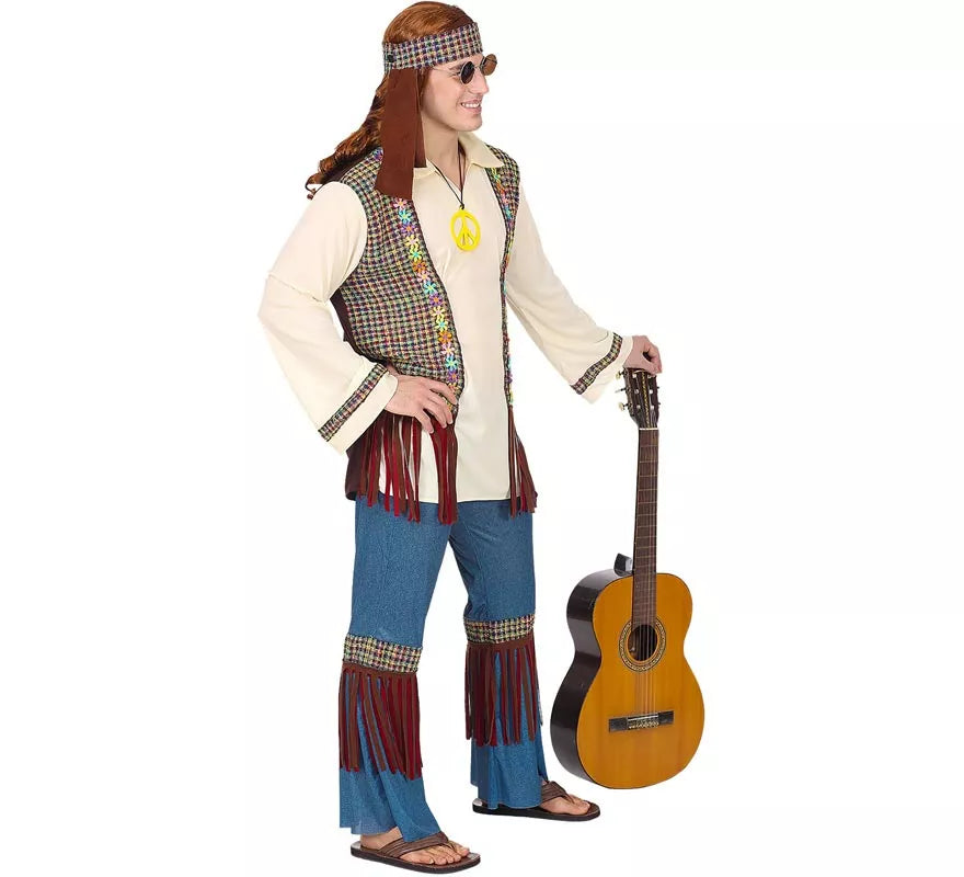Translation missing: es.Disfraz de Hippie beige para hombre
