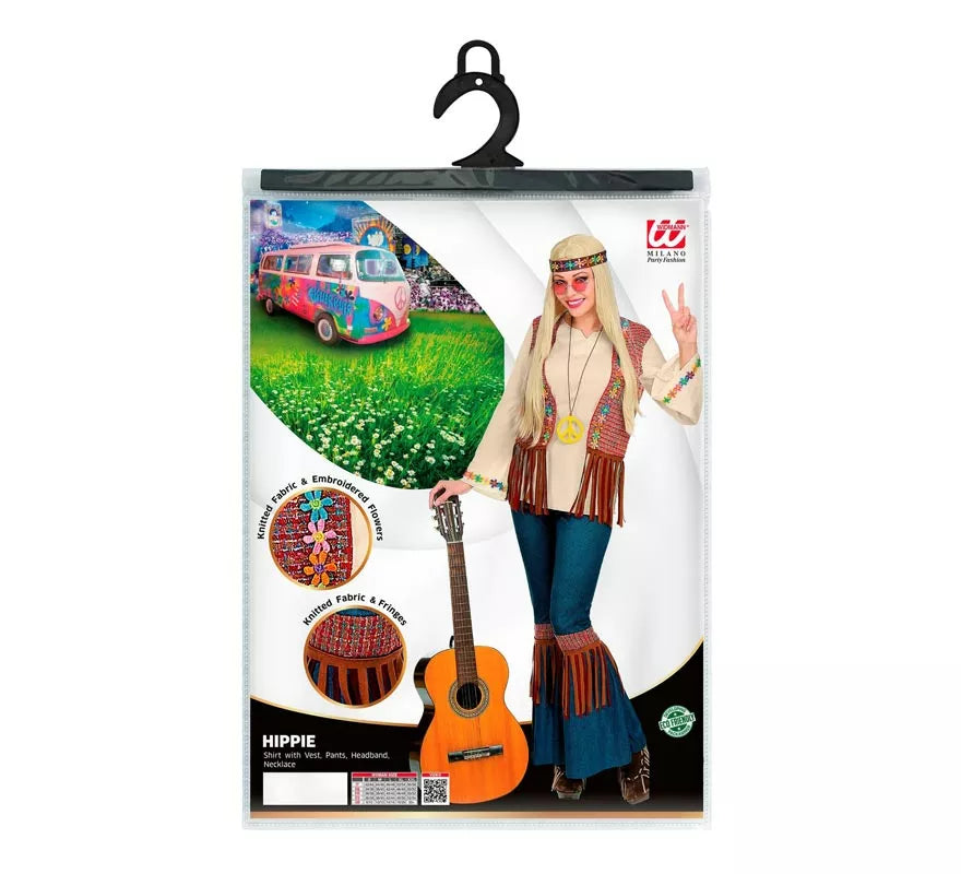 Disfraz de Hippie beige para mujer