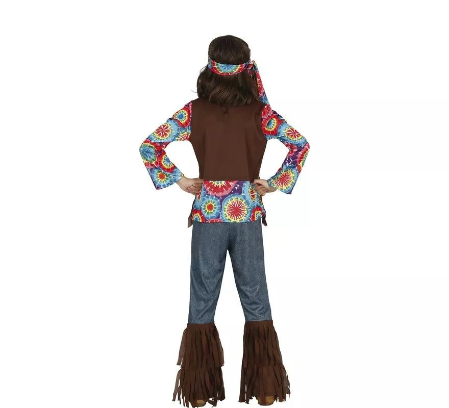 Translation missing: es.Disfraz de Hippie con chaleco marrón para niña