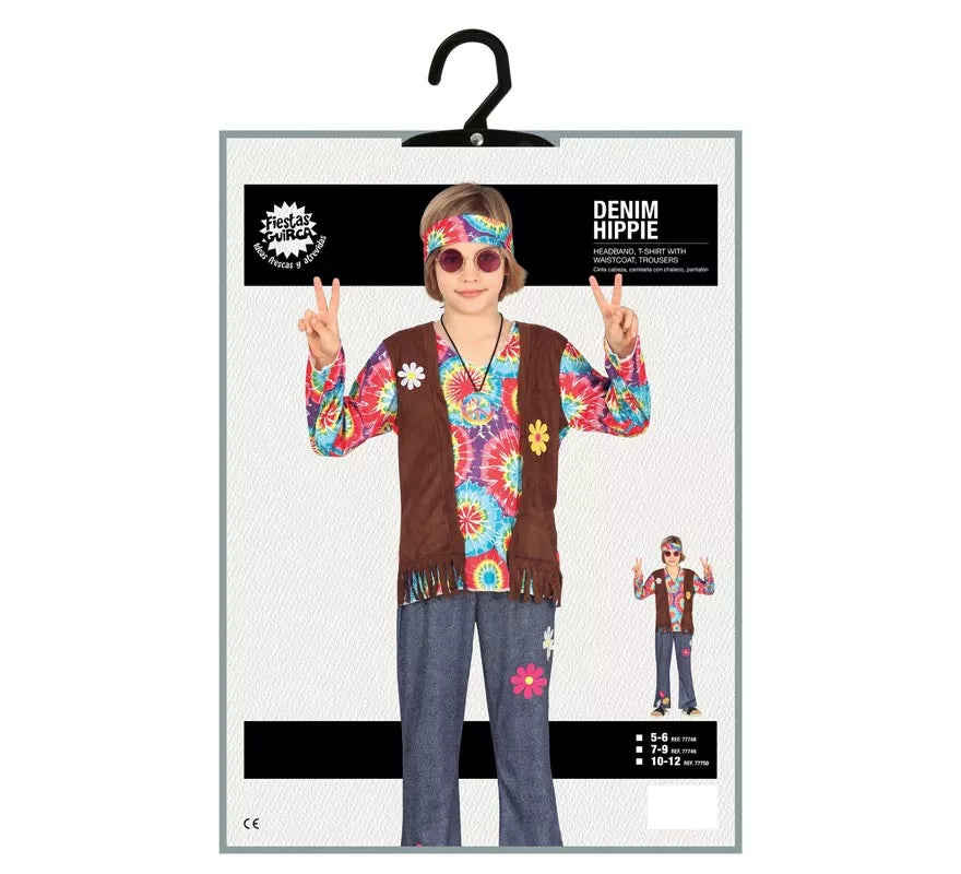 Translation missing: es.Disfraz de Hippie con chaleco marrón para niño