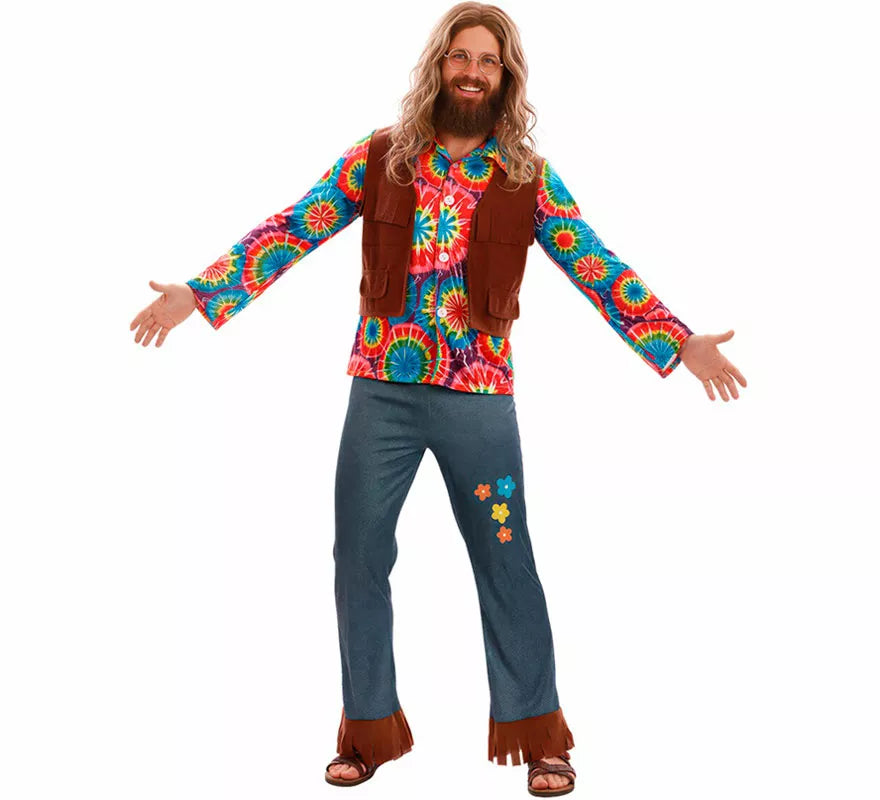 Disfraz de Hippie con Chaleco para hombre