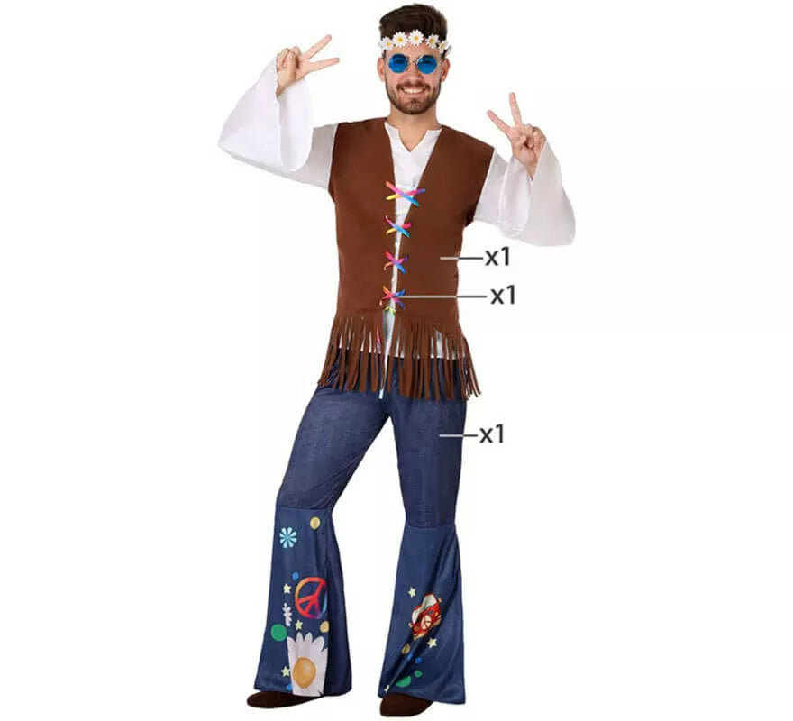 Translation missing: es.Disfraz de Hippie con Chaleco para hombre