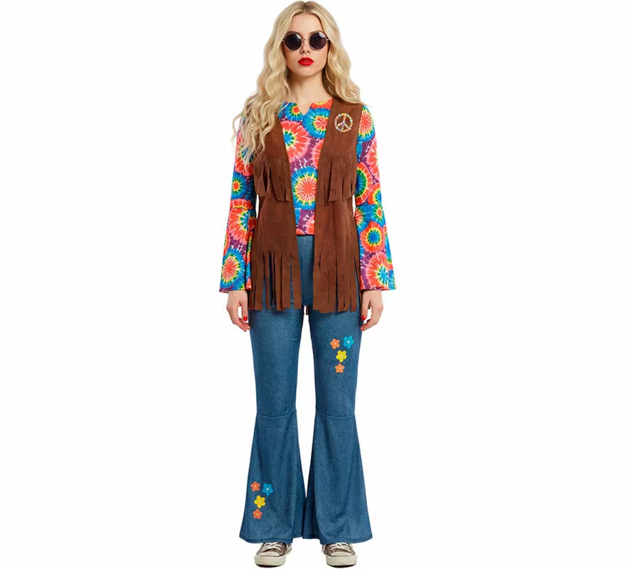 Disfraz de Hippie con Chaleco para mujer