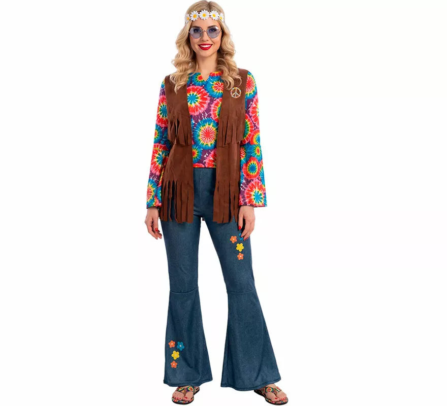 Disfraz de Hippie con Chaleco para mujer
