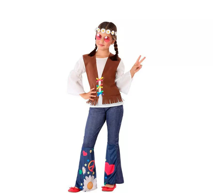 Translation missing: es.Disfraz de Hippie con Chaleco para niña