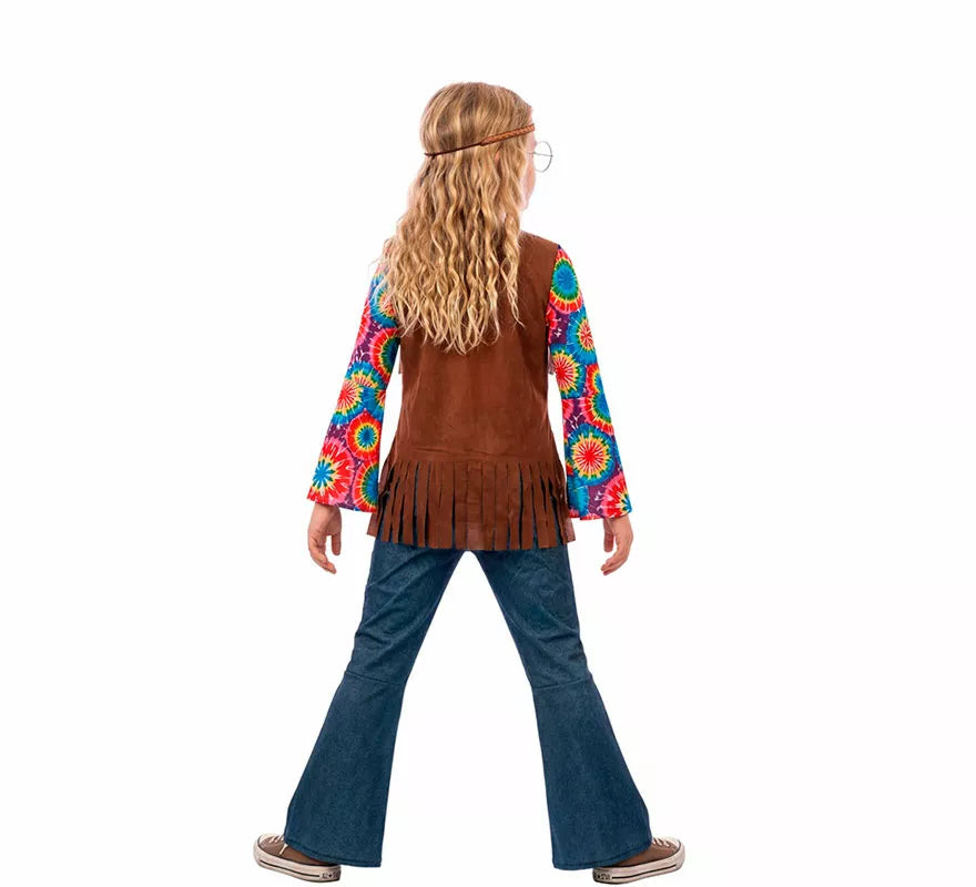Disfraz de Hippie con Chaleco para niña