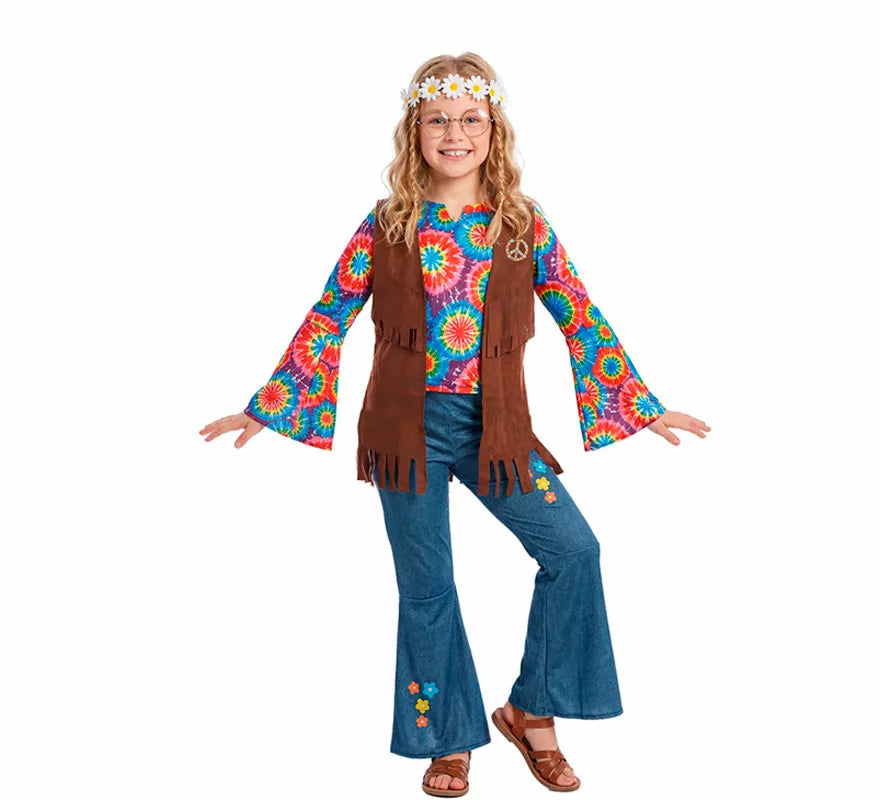 Translation missing: es.Disfraz de Hippie con Chaleco para niña
