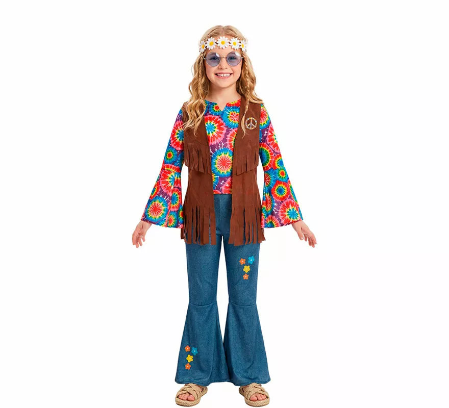 Disfraz de Hippie con Chaleco para niña