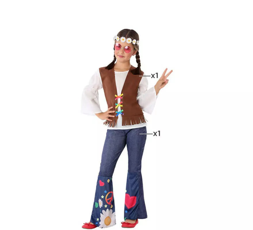 Translation missing: es.Disfraz de Hippie con Chaleco para niña