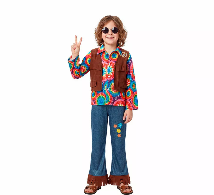 Disfraz de Hippie con Chaleco para niño