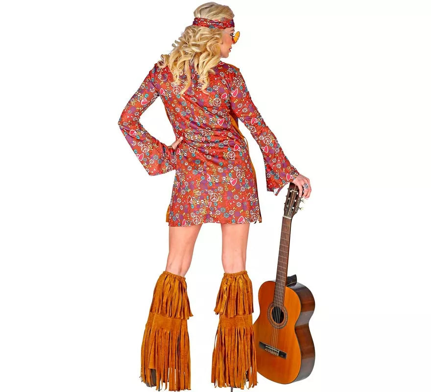 Translation missing: es.Disfraz de Hippie con cubrebotas y flecos para mujer