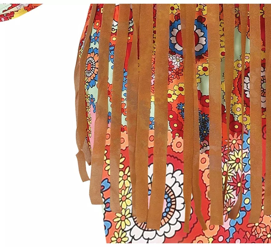 Disfraz de Hippie con vestido corto para mujer