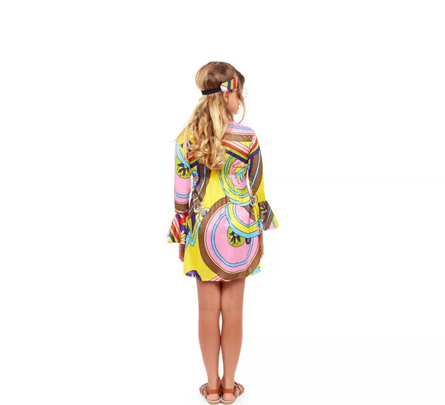 Translation missing: es.Disfraz de Hippie estampado Psicodélico para niña