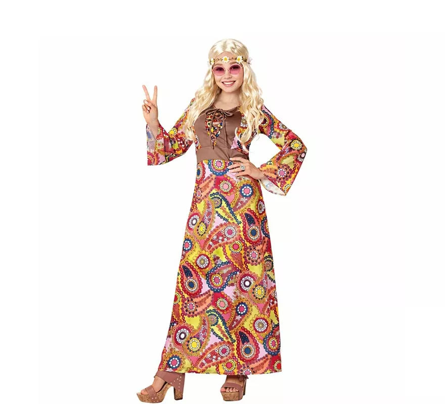 Translation missing: es.Disfraz de Hippie figuras multicolor para mujer
