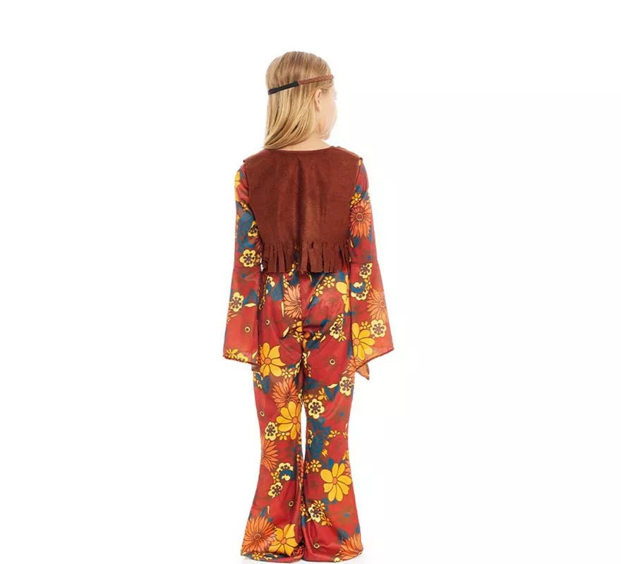 Translation missing: es.Disfraz de Hippie floral con chaleco para niña