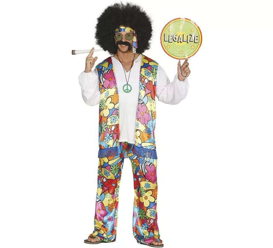 Translation missing: es.Disfraz de Hippie Floreado para hombre