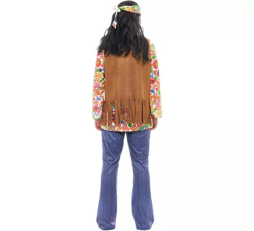 Translation missing: es.Disfraz de Hippie Flores con chaleco para hombre