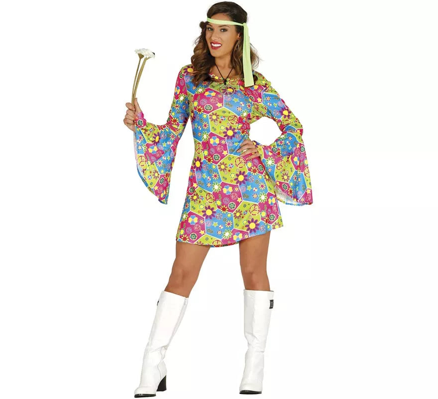 Translation missing: es.Disfraz de Hippie Flower Power para mujer