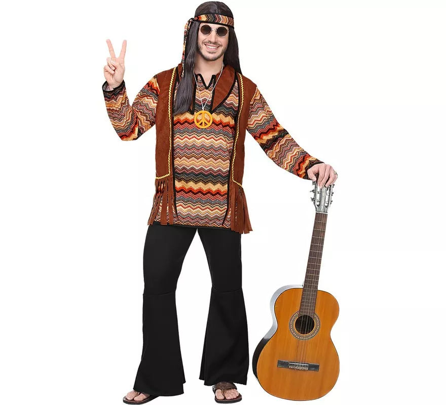 Translation missing: es.Disfraz de Hippie franjas de colores para hombre