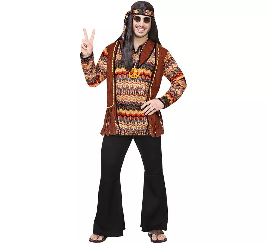 Disfraz de Hippie franjas de colores para hombre