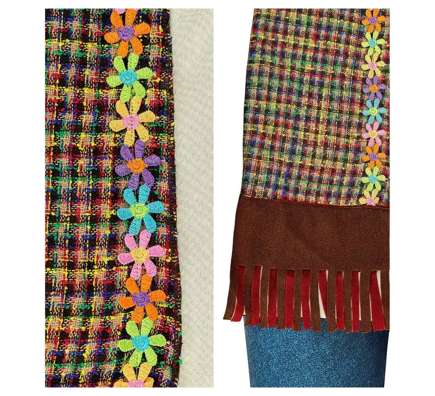 Disfraz de Hippie marrón con collar para niño y adolescente