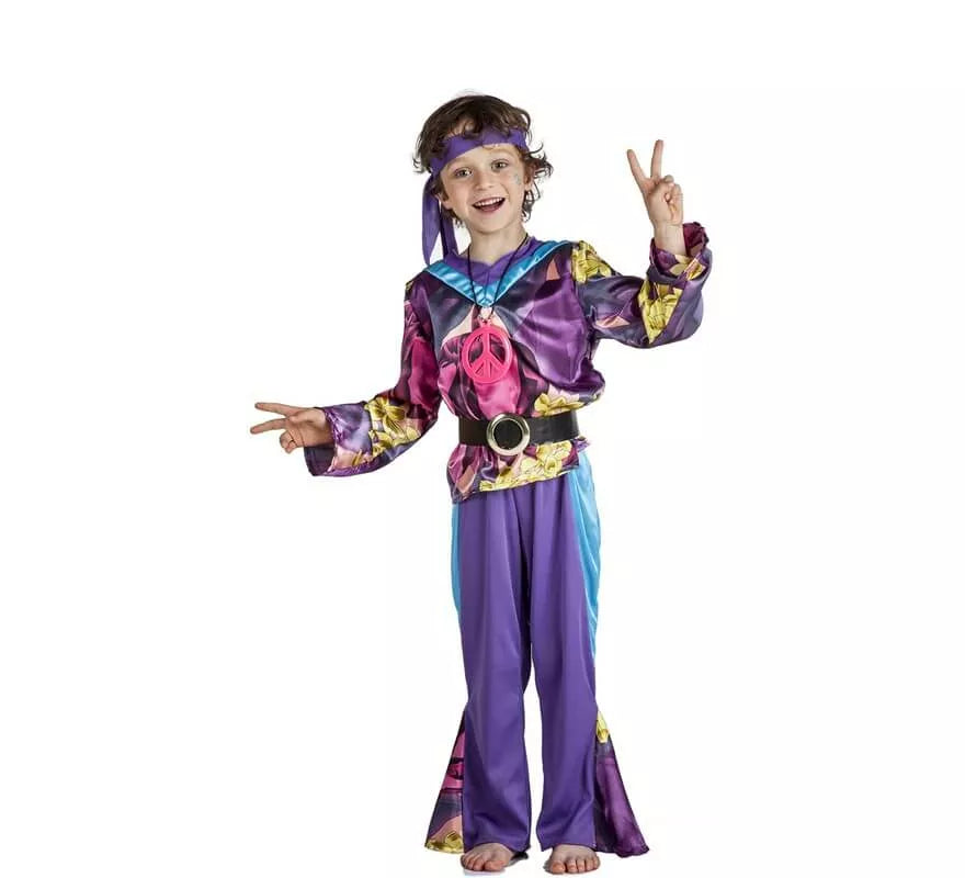 Translation missing: es.Disfraz de Hippie Morado para niño