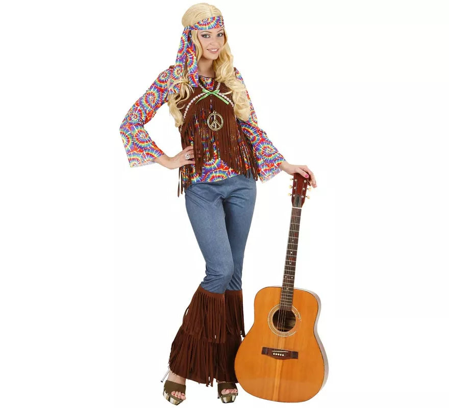 Translation missing: es.Disfraz de Hippie Psicodélica con chaleco para mujer