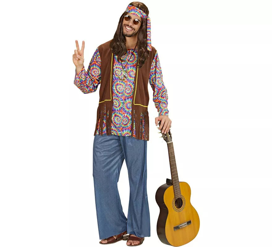 Translation missing: es.Disfraz de Hippie Psicodélico con chaleco para hombre