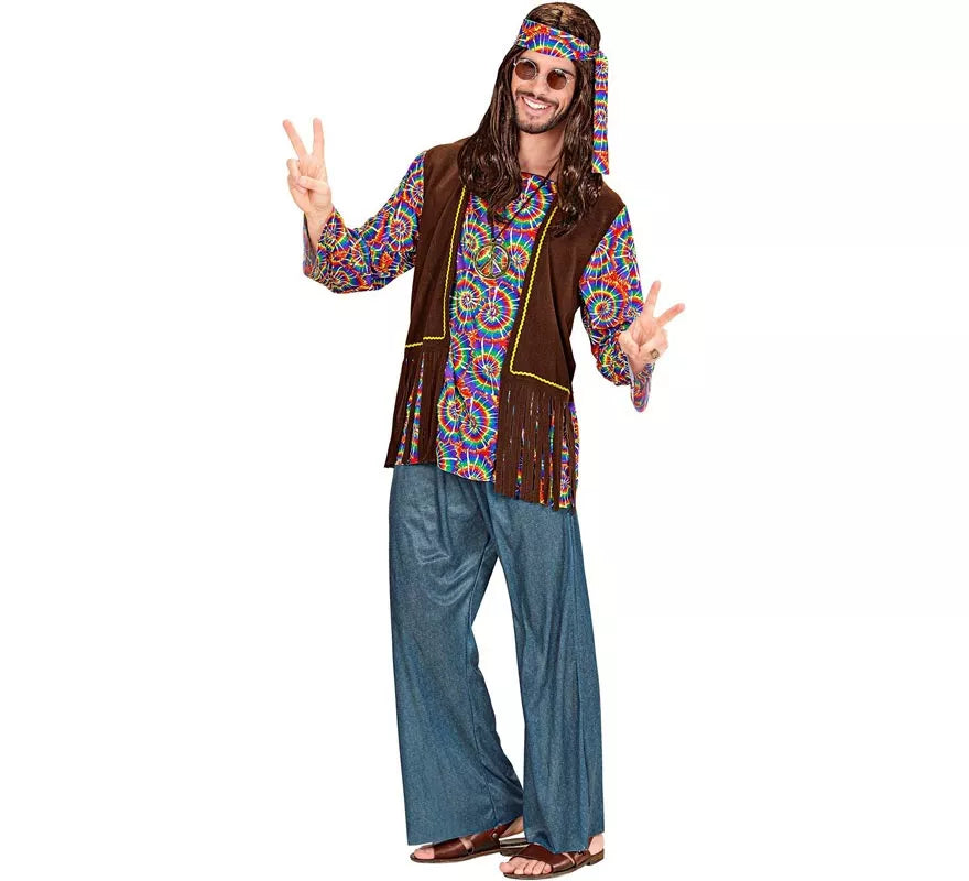 Translation missing: es.Disfraz de Hippie Psicodélico con chaleco para hombre