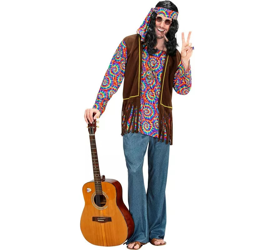 Translation missing: es.Disfraz de Hippie Psicodélico con chaleco para hombre