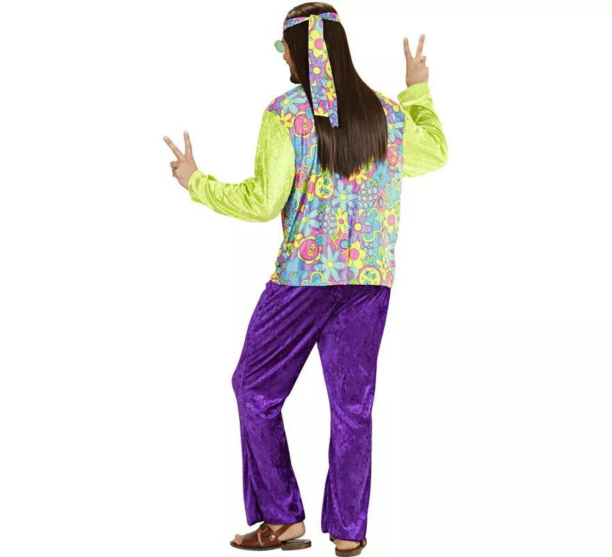 Translation missing: es.Disfraz de Hippie púrpura de terciopelo para hombre