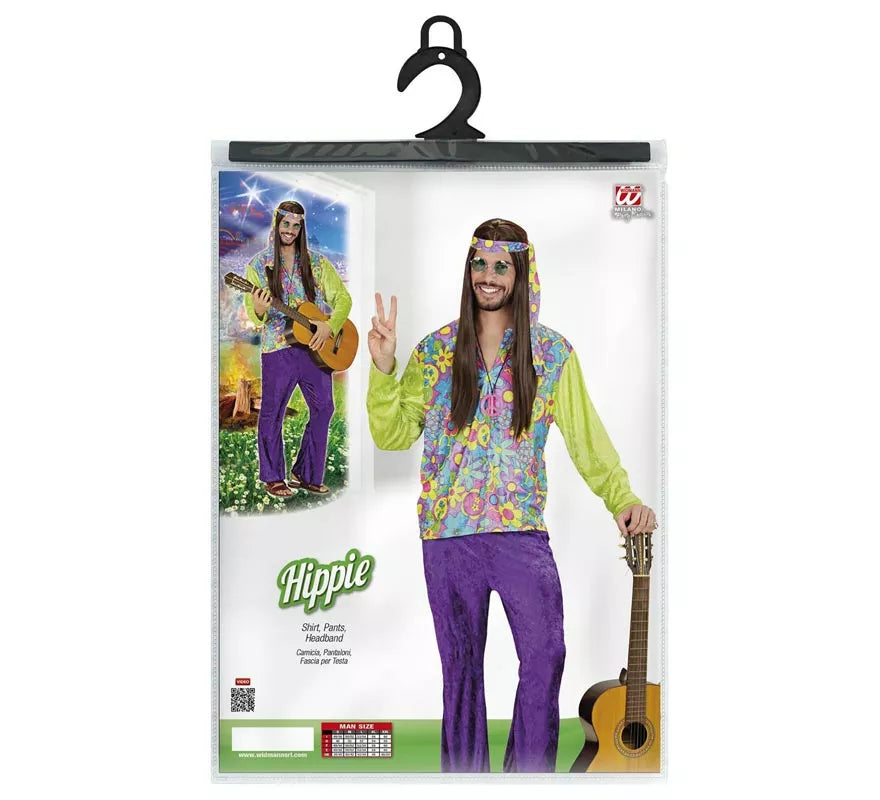 Translation missing: es.Disfraz de Hippie púrpura de terciopelo para hombre