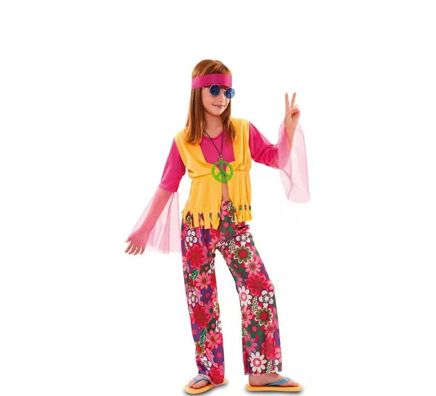 Translation missing: es.Disfraz de Hippie Rosa para niña