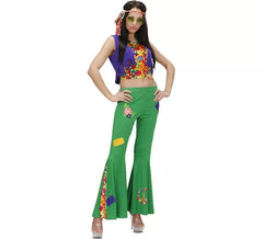Disfraz de Hippie verde para mujer