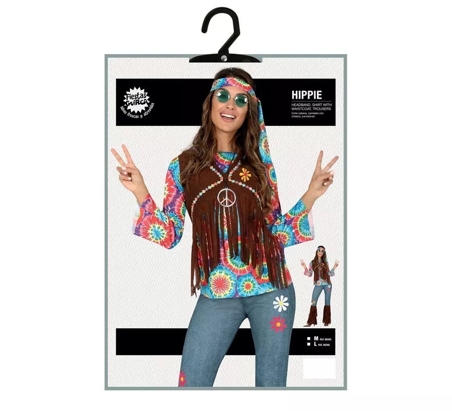 Translation missing: es.Disfraz de Hippy con Chaleco para mujer