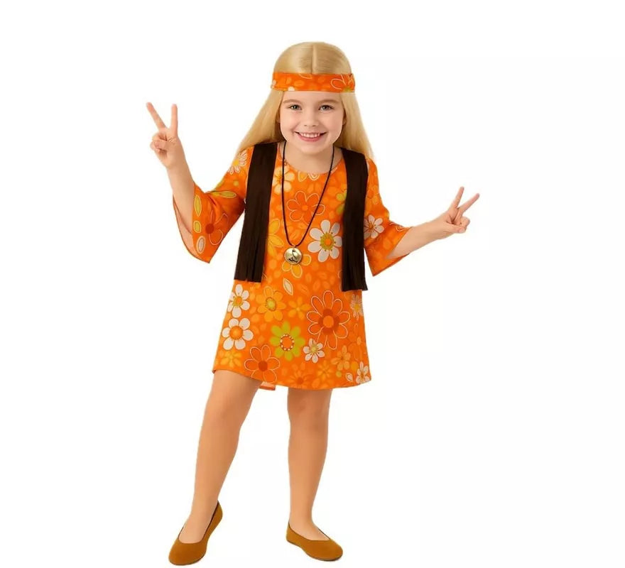 Translation missing: es.Disfraz de Hippy con Flores para niña